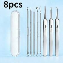 8pcs/11pcs German Super Sharp Pimple Tweezers, Blemish Needle Set For Pimple And Blackhead Removal - Professional Beauty Tool For Facial Care - Multicolor - View 5
