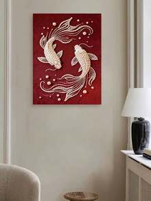 新款珍珠画锦鲤主题无框DIY钻石画套装，适合卧室装饰、客厅墙面艺术、房间装饰、艺术品、朋友生日礼物、圣诞节、新年、情人节、节日礼物，充满创新创意。 - 彩色 - 查看 5