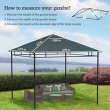 3 X 3 M Gazebo Roof, Replacement For Gazebo Roofing, Dark Grey Polyester Sun Protection For Garden And Terrace - Dark Green - View 3