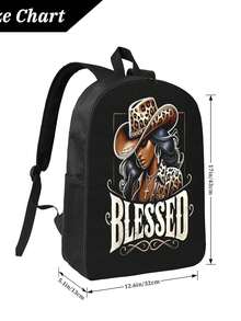 A Woman Wearing A Leopard Print Hat With A Banner Behind Her Classic Casual Backpack - Timeless Design For Everyday Carry - 黑色 - 查看 5