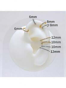 316L医用级不锈钢锆石耳环，16G，6mm/8mm/10mm/12mm可选 - 低过敏性铰链式耳扣，适用于鼻中隔、耳软骨、耳廓、耳屏、耳甲腔、内耳等部位，男女皆宜的礼物 - 銀色 - 查看 4