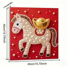 新款珍珠画《招财白马》无框DIY钻石画套装，适用于卧室装饰、客厅墙面艺术、房间点缀、艺术品，是生日、圣诞节、新年、情人节等节日送给朋友的绝佳礼物，也是一份独特的节日礼物。 - 彩色 - 查看 9