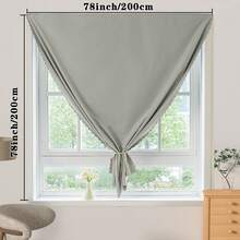 1pc Blackout Curtain, Solid Color With Black Backing, Blocks Sunlight, Darkens Room, Protects Privacy, No-Drill Adhesive Window Curtain - Multicolor - View 26