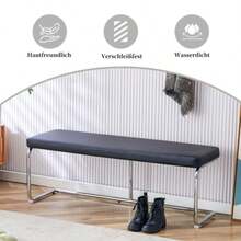 Black Leather Bench With Chrome Frame – Modern 130cm Bench For Dining Room, Hallway And Living Room - Black - View 2