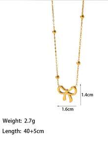 3pcs Minimalist & Elegant Stainless Steel Bow Tie Jewelry Set, Suitable For Women's Daily Wear And Gift - Necklace Set - View 6