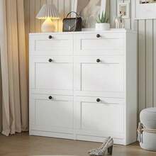 Shoe Cabinet With 4 Flip Drawer & 2 Sliding Drawers Storage, Freestanding Shoe Organizer Entry, Bedroom, Hallway, Shoe Rack Halloween & Thanksgiving - 白色 - 查看 1