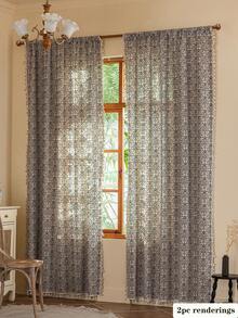 1 chiếc rèm cửa hoa mùa xuân/hè, phong cách Bohemian với tua rua trang trí, rèm cửa sổ voan mỏng, thích hợp cho phòng ngủ, phòng khách, phòng ăn, nhà nông thôn, trang trí phòng, tiệc lễ hội & tiệc theo chủ đề, mọi mùa - Xanh và trắng - Xem 5