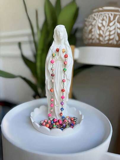 1 pieza Soporte para rosario de la Virgen María, Estatua de la Virgen María, Artículo religioso de resina, Regalo católico, Adecuado para mujeres, Decoración religiosa para el hogar, Organizador de mujeres, Esencial de viaje, Almacenamiento para dormitorio de vuelta a la escuela (Tenga en cuenta el tamaño al comprar)