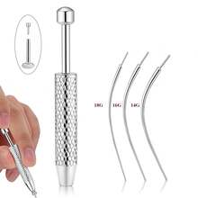 Bộ dụng cụ chuyên nghiệp để gắn khuyên tai, mũi, môi - Kích thước 14G 16G 18G, chất liệu thép không gỉ, đầu phẳng, kim gắn không ren và bộ kẹp bi có ren. - màu thép - Xem 11