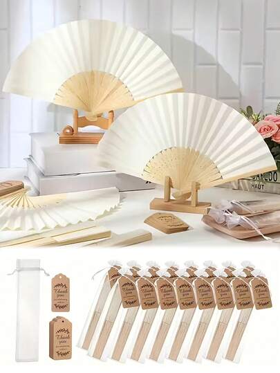 10 piezas de elegantes abanicos plegables hechos a mano de bambú, diseño clásico, adecuados para decoración de bodas y fiestas nupciales, recuerdos de fiesta, aficionados a las manualidades, organizadores de eventos, decoraciones de boda, regalos de boda, abanicos, abanicos elegantes, abanicos hechos a mano