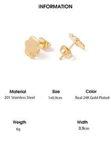 10-20 pièces Ensemble de clous d'oreilles en acier inoxydable, avec trous, tiges et supports en acier inoxydable - Or jaune - Voir 14