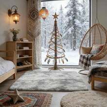 1 Pcs Living Room Rugs Carpet Alfombra Para Sala Rug For Bedroom Bedroom Decor Area Rug For Living Room, 60x90/60x120 Light Grey Fuzzy Area Rug, Soft High Pile Anti-Slip Floor Mat, Non-Shedding Easy Clean Pet Friendly Carpet, Christmas Home Bedroom Office Decor - Light Grey - View 2