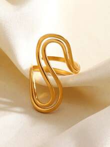 1枚18K镀金不锈钢几何线条无限符号戒指，适合女士日常佩戴