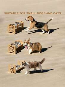 PETSIN Adjustable Elevated Cat Bowls Stand With 2 Stainless Steel Bowls, Tilted Raised Pet Feeder And Water Dispenser, Non-Slip Base, Suitable For Small Dogs And Adult Cats - Beige - View 6