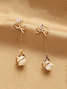 一对蝴蝶猫眼石耳环，优雅时尚的女士耳环 - 彩色 - 查看 2