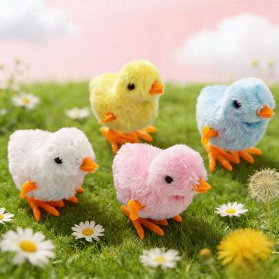 Jumping Chick Plush Coil Toy Novelty Chick Jumping Coil Toy Children And Toddlers Adult Easter Egg Hunt Basket Christmas Stocking Gift Party Small Gift Gift Bag Filling Gift