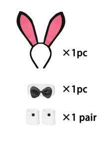 4件套复活节兔子服装套装，包括兔耳朵头箍、领结、袖套，派对舞会服装，女士头饰套装，适合节日、主题派对、化装舞会。 - 彩色 - 查看 15