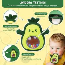 1个婴儿硅胶牛油果磨牙手套，适合3个月以上的婴儿，防掉落腕部磨牙器，满足宝宝的吸吮需求 - 彩色 - 查看 5