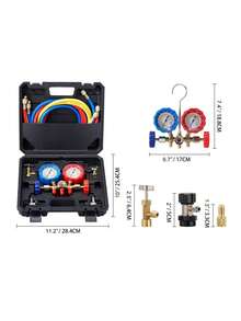 AC Gauge Set - 3 Way AC Manifold Gauge Set For R134A R22 R12 R502 Refrigerant, Freon Gauges With 5ft Hoses, Couplers, Can Tap Works On Car Auto Freon Charging And Evacuation - Multicolor - View 11