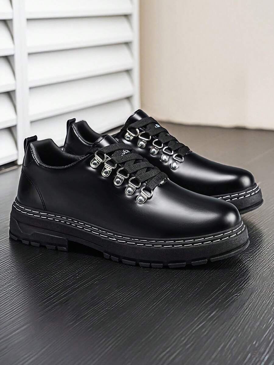 男士商务鞋，乐福鞋，平底，增高，系带，办公学院风，大半码