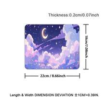 1个紫色云月图案鼠标垫，学院风电脑桌垫，带防滑橡胶底，办公配件装饰，女士适用 - 彩色 - 查看 14