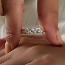 Delicate Synthetic Zirconia 18K Gold Plated Women's Elegant Wedding Engagement Ring - Gold - View 3