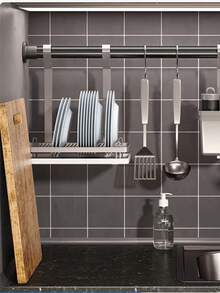 26.77in-113.78in Stainless Steel Adjustable Tension Rod, Curtain Rod, Wardrobe Rod, Shower Curtain Rod, Tension Rod, Drying Rack - No Drilling Required, Suitable For Bathroom, Window, RV, Living Room - Multicolor - View 5