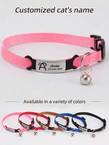 Ayotu Collar personalizable para gatos, se puede grabar el nombre, número de teléfono y 26 patrones de letras, ajustable, suave y cómodo, collar/accesorio para mascotas duradero - Multicolor - Ver 4