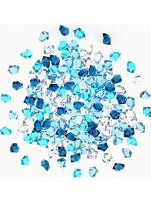 100/200/500颗多色亚克力假钻石、碎冰块、塑料冰块、岩石钻石晶体、宝石，适用于派对装饰、花瓶填充、摄影道具、DIY仿冰块工艺材料、透明彩色亚克力石，可用于鱼缸、玻璃装饰、手工材料 - 彩色 - 查看 6