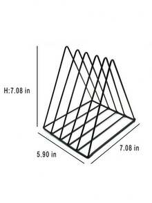 Vinyl Record Holder Storage, 5 Slot Metal Magazine Book Album Display Rack, Stylish Triangle Desktop File Sorter Organizer For Home Office - Multicolor - View 2
