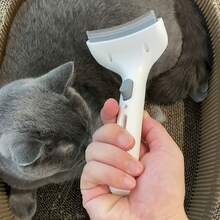 1 pieza Herramienta para desenredar mascotas - Cepillo de pelo con base curva ancha, elimina fácilmente el pelo suelto de mascotas, apto para gatos y perros - Gris - Ver 5