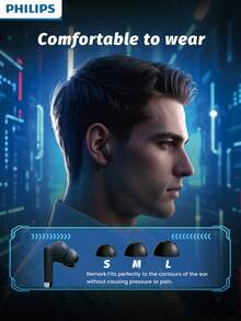 PHILIPS 飞利浦无线耳机，20 小时续航，降噪通话，触控操作，轻巧入耳式设计，内置电容式麦克风，可充电锂聚合物电池，Type-C USB 充电，兼容智能手机 TAT2020 - 均碼 - 查看 7