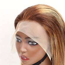 10英寸短直发 P4/ 27色波波头蕾丝前真人发假发渐变挑染预拔毛13x4波波头蕾丝前假发 - S4/27 - 查看 4