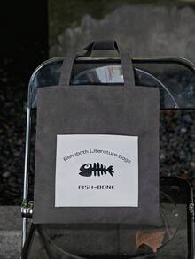 peach tree Tote Bag, Women's Canvas Shoulder Bag, Shopping Bag, Cartoon Cat & Fish Print, Solid Color, Love Heart Design, Beach Bag, Reusable Bag, Travel Bag, Suitable For University, School, Outings, Vacations, Lightweight, Large Capacity, Autumn, Christmas Shopping, Laptop Bag, Thanksgiving, Winter, Wallet, Storage Bag, Gym Bag, Black, Multifunctional Outdoor Casual Travel, Gift For Friends, Valentine's Day - Multicolor - View 5