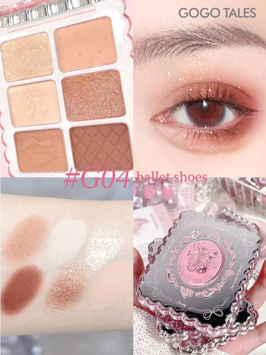 GOGO TALES Palet Eyeshadow Matte Lembut, Seri Ballet, Menampilkan Nuansa Matte Alami dan Highlighter Bercahaya, Ukuran Mini Praktis untuk Bepergian, Cocok untuk Riasan Sehari-hari dan Pemula, GOGOTALES - #G04 sepatu balet - View 1