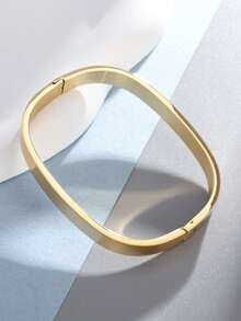 1pc Stainless Steel Fashion Minimalist Smooth Surface Square Bracelet, Unisex Jewelry, Punk Hip-Hop Popular Accessory Gift - Square Bracelet - View 14