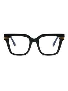 1 Pair Women's Black Square PC Frame Retro Contrast Color Fashion Personalized Non-Prescription Glasses - Black - View 3