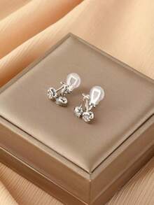 1 Pair Fashion New Cherry Zirconia Copper Clip-On Earrings For Women, Elegant Earrings Suitable For Daily Wear, Gift For Her - Ear Clip - View 6