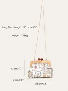 Women's Clutch Bag, Luxury Design, Fashion Floral Embroidery Fabric, Wooden Frame Magnetic Closure, Handbag, Shoulder Bag, Crossbody Bag, Daily, Holiday, Travel, Gift - Multicolor - View 8