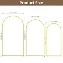 3Pack Metal Arch Backdrop Stand(7.2FT/6.6FT/6FT), Decorative Balloon Arch Stand, Easy Assembly Gold Wedding Arch, Stable Backdrop Arch Stand For Wedding Ceremony, Birthday Party, BabyShower - 金色 - 查看 13