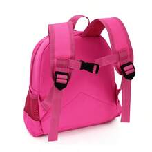 1pc Magenta Cartoon Bear Print + Nylon Backpack, Zipper Closure, Cute Style, Suitable For School, Travel, All Seasons - Hot Pink - View 5