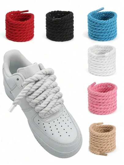 1pair Thick Rope Shoe Laces For Wide Round Chunky Shoelaces Replacement Strings For Sneakers,Rope Shoe Laces,Bread Laces,Mother's Day Gift,Bedroom Decor,Garden,Kitchen Decor,Summer,Beach,Travel Essentials,Room Decor,Squishy,Graduation