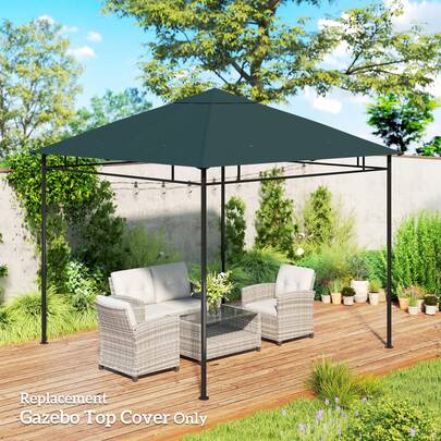 Outsunny 3 X 3 M Gazebo Canopy Replacement Cover, UV Protected Garden Gazebo Roof Replacement With Drain Holes, TOP COVER ONLY, Grey