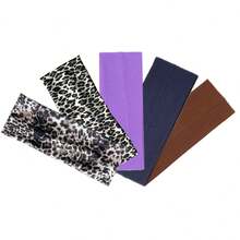 多件套豹纹纯色四季运动瑜伽头带，男女跑步吸汗发带，弹性健身化妆头带，女士头巾，优雅发饰，休闲吸汗发带 - 彩色 - 查看 20