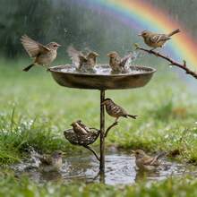 76cm Vintage Iron Art Double Bird Nest Birdbath, Detachable & Assembled Bird Feeder, Yard Decor, Ideal Gift For Eid, New Year, Valentine's Day, Family & Friends - Multicolor - View 6