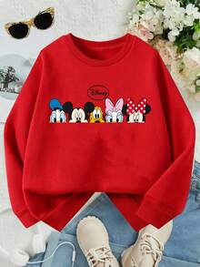 Disney Classic Character Hoodies: Mickey Mouse And  All Come Together With Printed Patterns, Suitable For Both Boys And Girls, Perfect For Festivals, Machine Washable, Fashionable, Casual And Versatile. - 紅色 - 查看 2