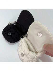 迷你褶皱云朵包 时尚百搭零钱包 耳机包 秋冬挂件小包 - 白色 - 查看 8