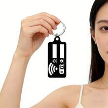 1pc Metal Double-Sided UV Printed WiFi Logo Keychain, Fashion Accessory Bag Charm Key Ring - Multicolor - View 6