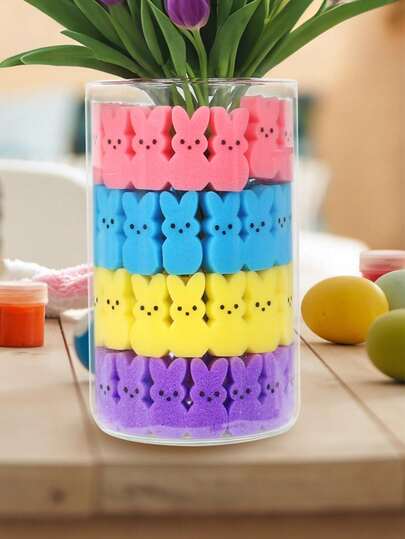 32 piezas Lindo relleno de jarrón de conejo de esponja, decoración interior de primavera, adecuado para bandejas de varios niveles y decoración de mesa, relleno de jarrón de conejo de Pascua, decoración del hogar de primavera, decoración central de la mesa del comedor (color mixto)