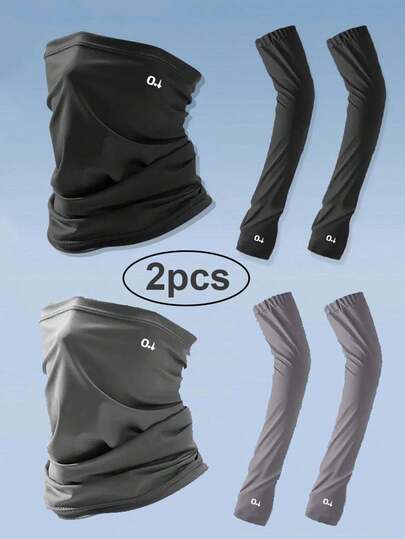 2 st vår- och sommarsolskydd, integrerad ansiktsmask för ansikte och nacke, hängande öronmask för unisex solskydd i issiden, ansiktsmask för utomhusbruk med issiden, kombinerad isärm, andningsbar ansiktshandduk för sommarutomhusbruk med issiden, solskyddsärm i plusstorlek för män, armskyddande isärm för cykling, snabbtorkande isärm för utomhusbruk med solskydd för sport